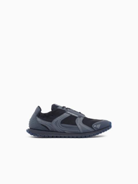 EMPORIO ARMANI SNEAKERS IN RIPSTOP AND MESH WITH TEXTURED RUBBER SOLE