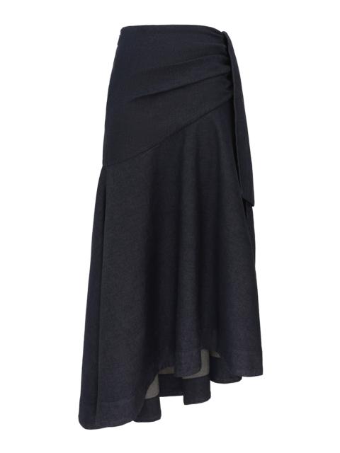 Zimmermann DENIM DRAPED MAXI SKIRT