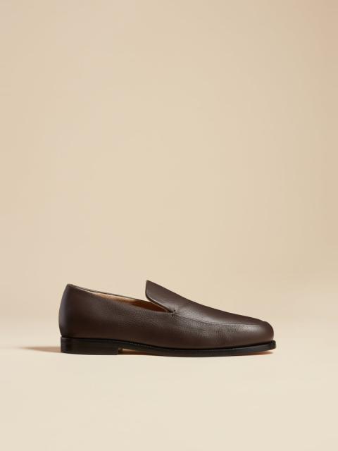 KHAITE The Alessio Loafer in Dark Brown Pebbled Leather
