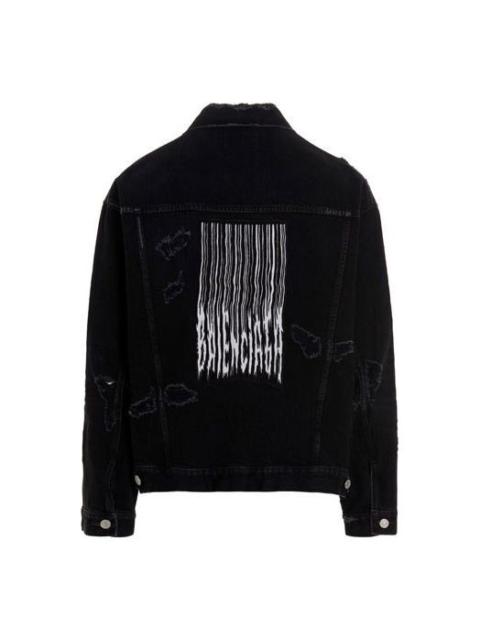 BALENCIAGA Balenciaga Barcode Destroyed Denim Jacket 'Black' 664329TBP471055