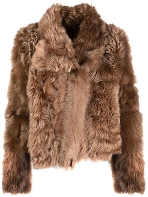 Yves Salomon shearling stand up-collar jacket