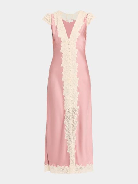 LoveShackFancy Para Laced Crepe Maxi Dress