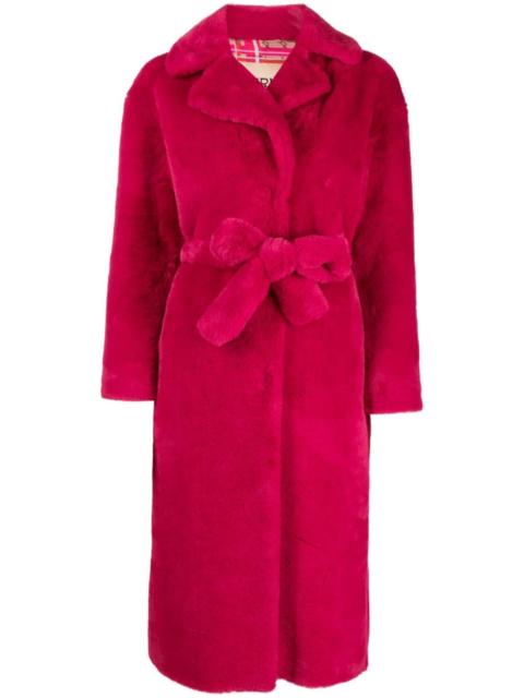 Herno notched-collar faux-shearling coat