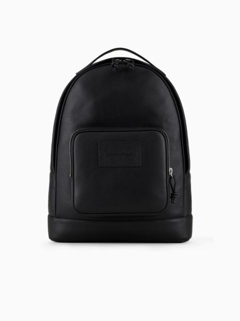 EMPORIO ARMANI Rounded backpack in tumbled leather