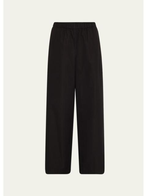 Lafayette 148 New York Riverside Wide-Leg Organic Cotton Poplin Pants