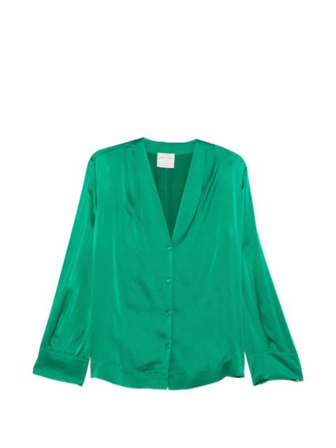 forte_forte V-neck satin-finish shirt