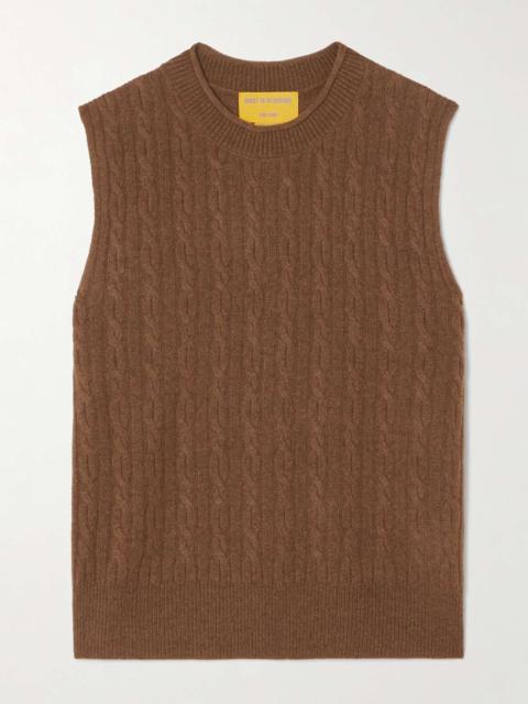 GUEST IN RESIDENCE Cable-knit cashmere sweater vest Brown