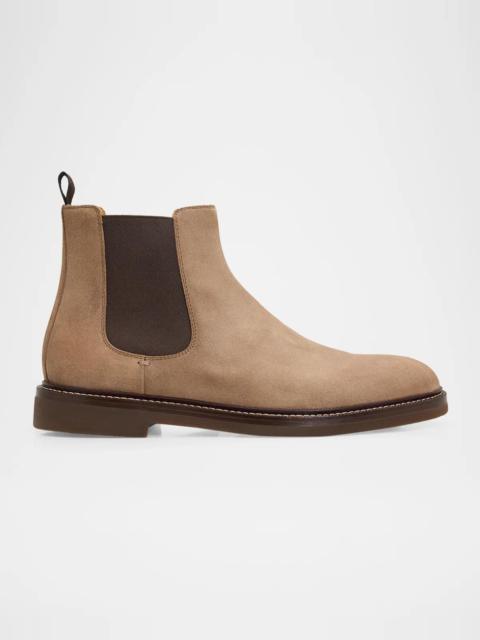 Brunello Cucinelli Men's Suede Rubber-Sole Chelsea Boots