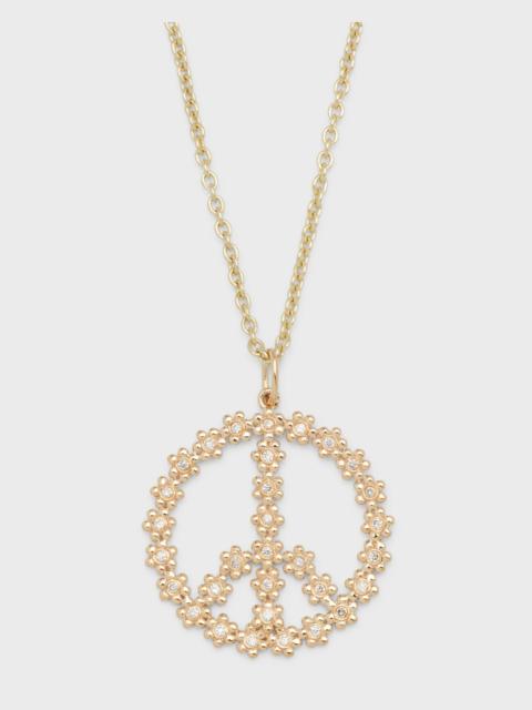 SYDNEY EVAN 14k Gold Daisy Peace Sign Diamond Pendant Necklace