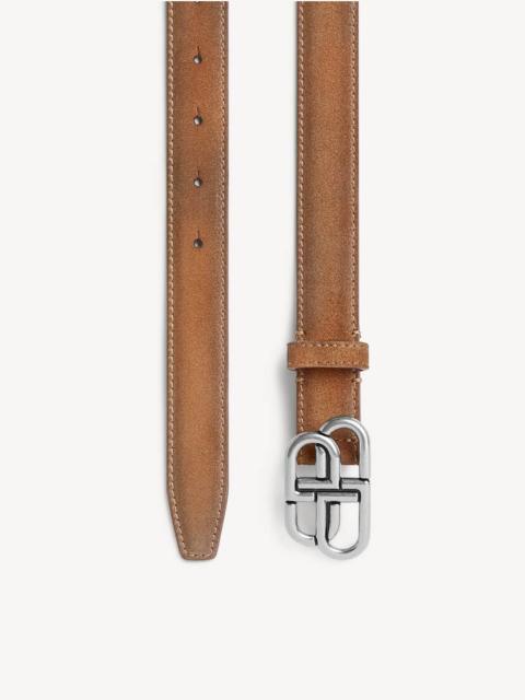 BALENCIAGA Women's Bb Thin Belt in Camel