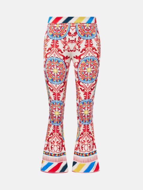 Dolce & Gabbana Cropped printed silk-blend flared pants