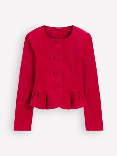 BODEN Velvet Waisted Jacket-Savvy Red