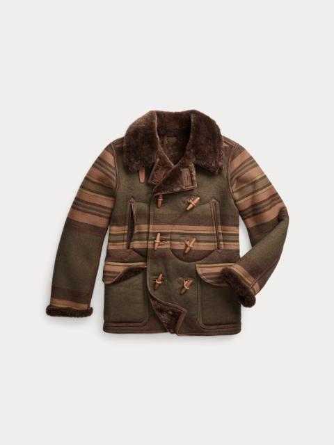 RRL by Ralph Lauren Shearling-Lined Striped Woven Peacoat
