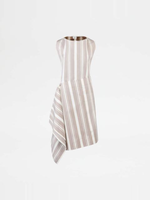 Tod's DRESS IN COTTON - BROWN, WHITE, YELLOW