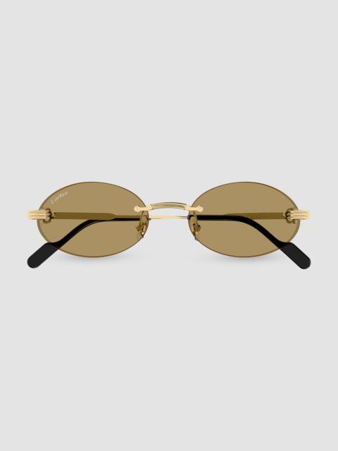 Cartier Men's Première de 53MM Rimless Oval Sunglasses - Gold Light Brown