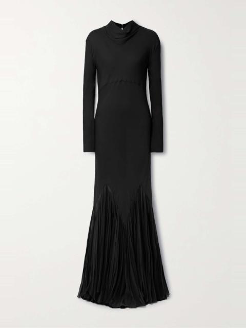 Metin pleated silk-georgette gown