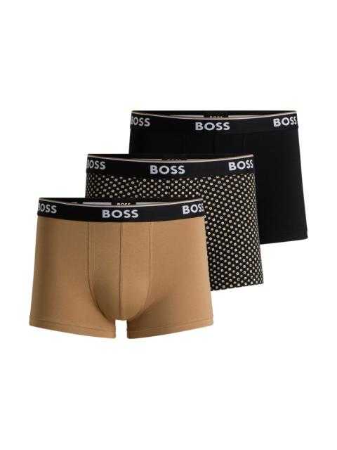 BOSS THREE-PACK OF STRETCH-COTTON TRUNKS WITH LOGO WAISTBAND