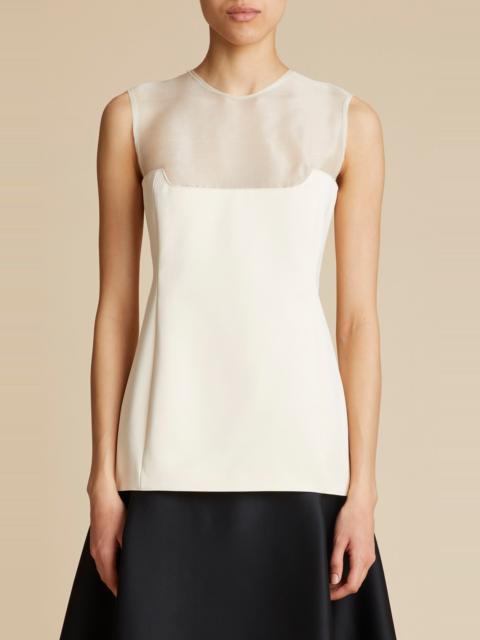 Sasmo Satin Sleeveless Top ivory