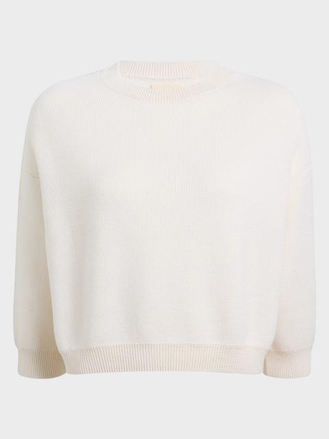 KHAITE Sabina Cashmere 3/4-Sleeve Crewneck Sweater