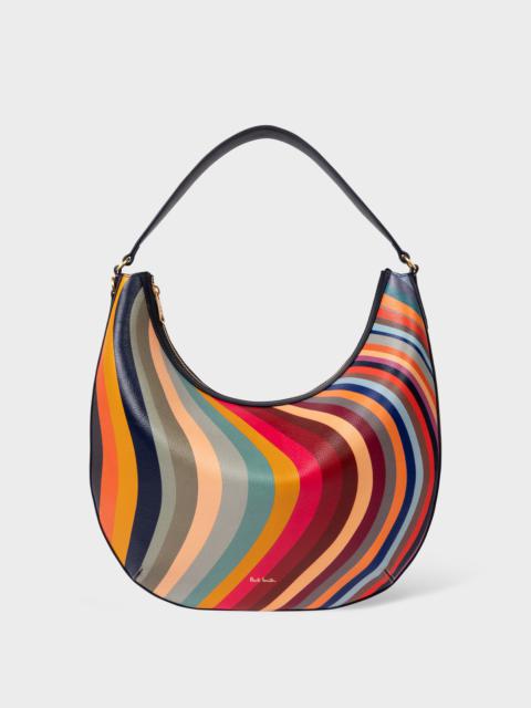 Women's 'Swirl' Leather Medium Round Hobo Bag