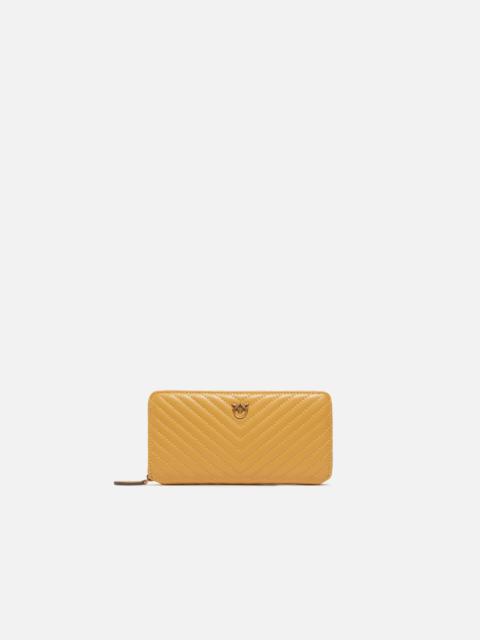 PINKO ZIP-AROUND WALLET IN CHEVRON-PATTERNED NAPPA LEATHER