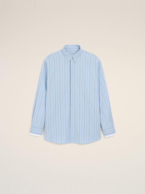 AMI Paris BLUE LARGE STRIPED COTTON SHIRT WITH REMOVABLE COLLAR