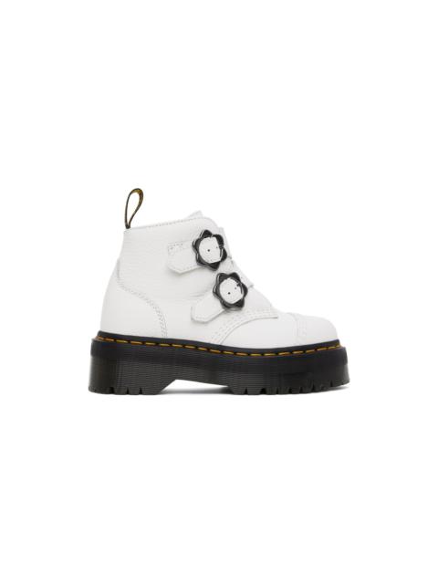 Dr. Martens White Devon Flower Platform Boots