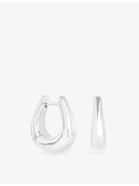 ASTRID & MIYU Horseshoe Rhodium-Plated Brass Hoop Earrings