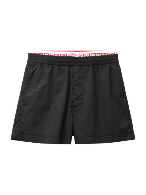 VERSACE Men's Logo Band Wrinkle-Effect Shorts - Black