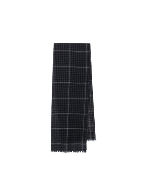 Y's check fringed scarf