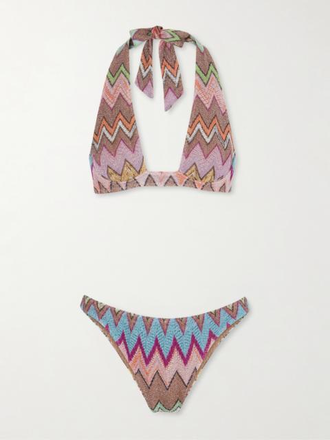 Missoni Mare Striped Metallic Crochet-knit Bikini