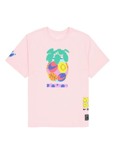 Nike Men's Nike Smiling Face Printing Athleisure Casual Sports Round Neck Short Sleeve Pink Red T-Shirt D