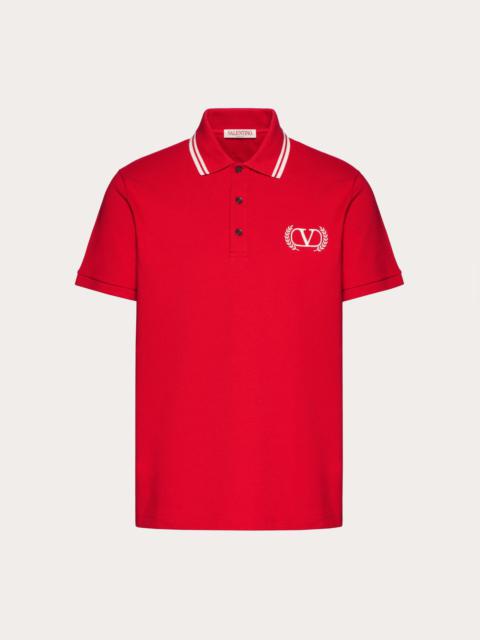 Valentino COTTON-PIQUE POLO SHIRT WITH MAISON VALENTINO EMBROIDERY