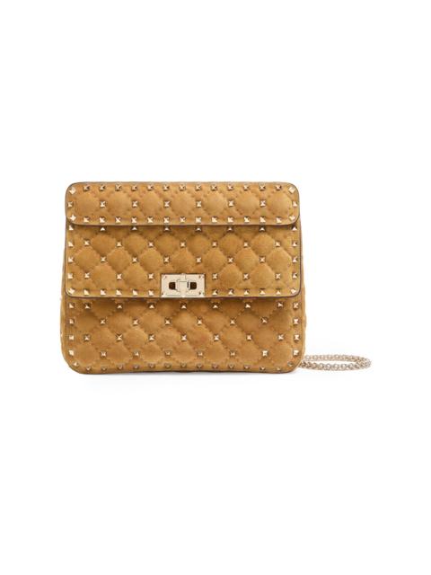 Valentino Women's Rockstud Spike Medium Suede Shoulder Bag - Havana Beige