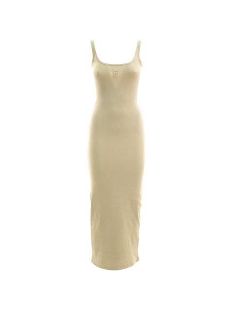Marine Serre Crescent Moon-embroidered ribbed midi dress