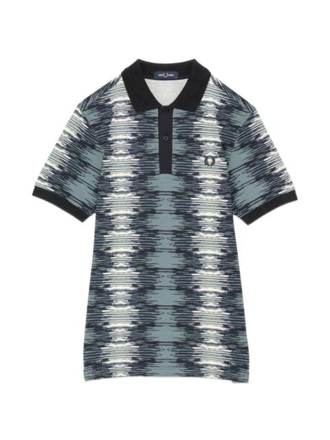 Fred Perry logo-embroidered soundwave-print polo shirt