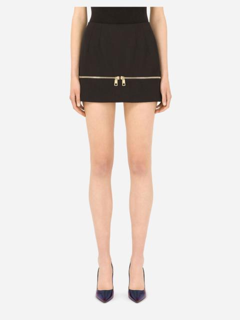 Gabardine miniskirt with zipper