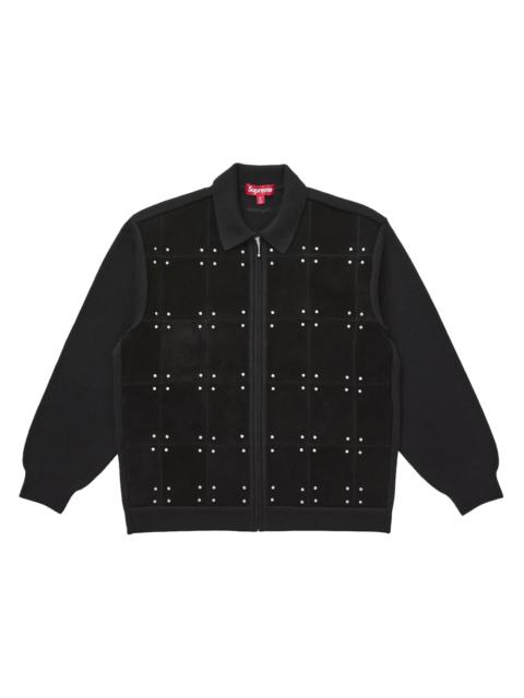Supreme Studded Suede Zip Up Cardigan Black