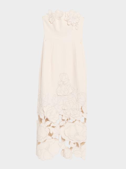 LEO LIN Rayna Strapless Floral Applique Column Maxi Dress