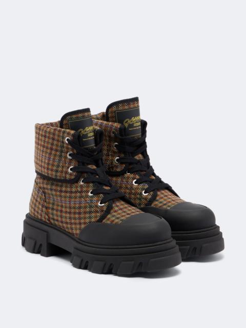 GANNI Checked combat boots
