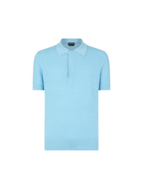 TOM FORD SILK COTTON TEXTURED POLO
