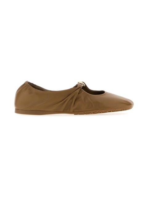 Loewe Camel Nappa Leather Pebble Ballerinas