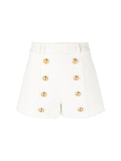 button-embellished tweed shorts