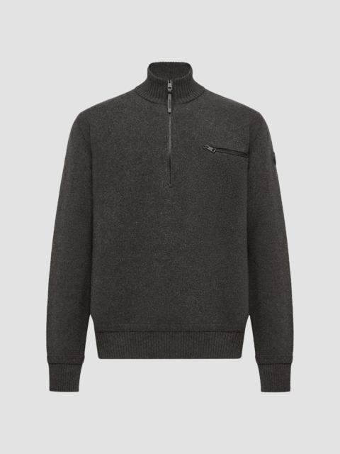 Moncler Men's Sweater in Wool and Cashmere Blend - Dark Gray
