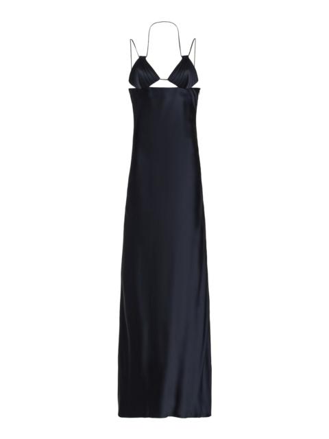 BEVZA Mermaid Charmeuse Maxi Dress navy