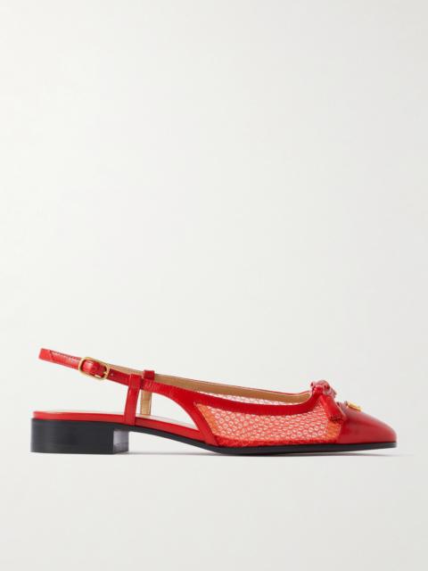 Valentino Valet Du Roi Tasseled Leather And Mesh Slingback Ballet Flats