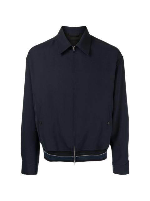 ZIP-FRONT BOWLER JACKET W RIB TRIM