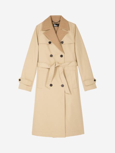 The Kooples BEIGE WOOL-BLEND LINED TRENCH COAT