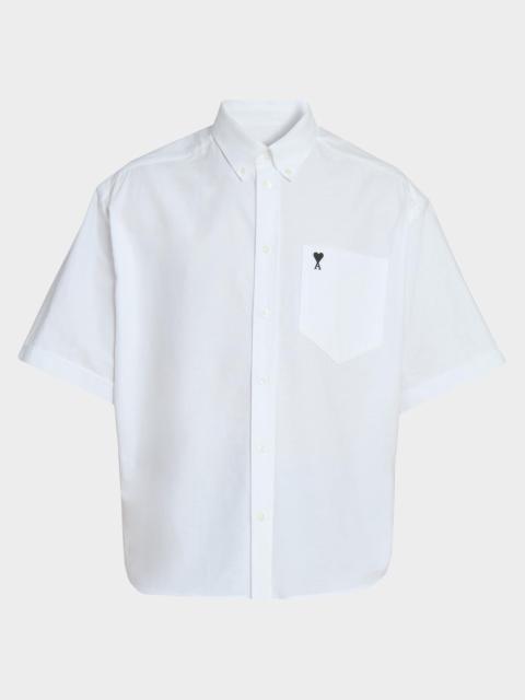 AMI Paris Men's Ami de Coeur Cotton Short-Sleeve Shirt