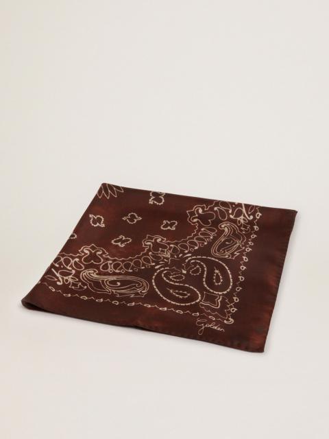 Golden Goose Black-coffee-colored Golden Collection scarf with paisley pattern